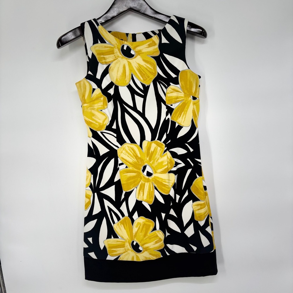 ALYX Petite Floral Sleeveless Sheath Dress 6P Boat Neck Maximalist Career Church